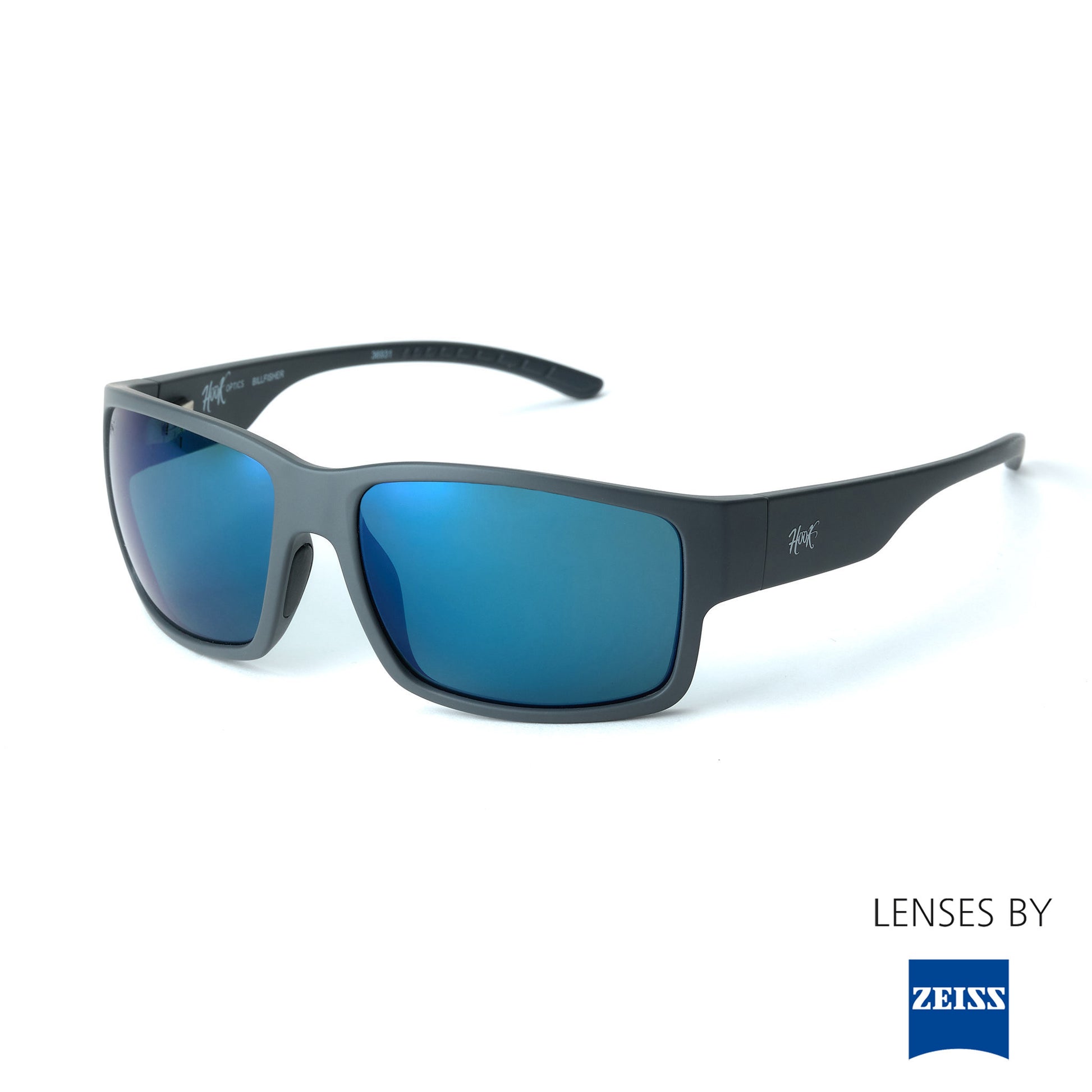 Billfisher Polarized Sunglasses by Hook Optics Matte Gray / ThermoForce (TE) Gray Blue Mirror