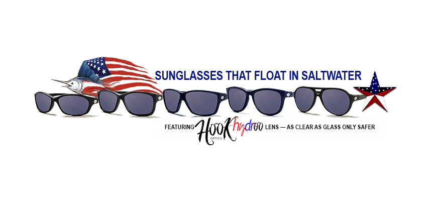 hook Sunglasses with American flag design on a white background