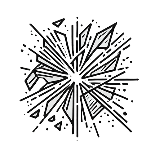 Geometric snowflake design with black lines on a white background