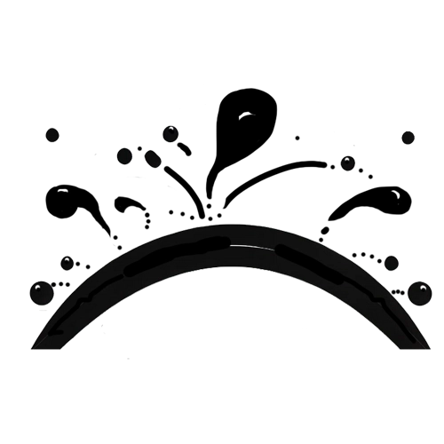 Black decorative arch with splashes on a white background