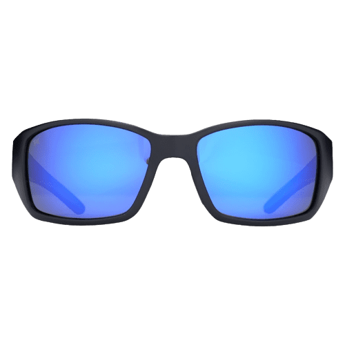 Sunglasses by Hook Optics Gray Polarized Lenses with Blue Mirror The Mako
